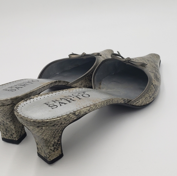 Franco Sarto Black Leather Crocodile Heel Mules Size 9 - Picture 5 of 9